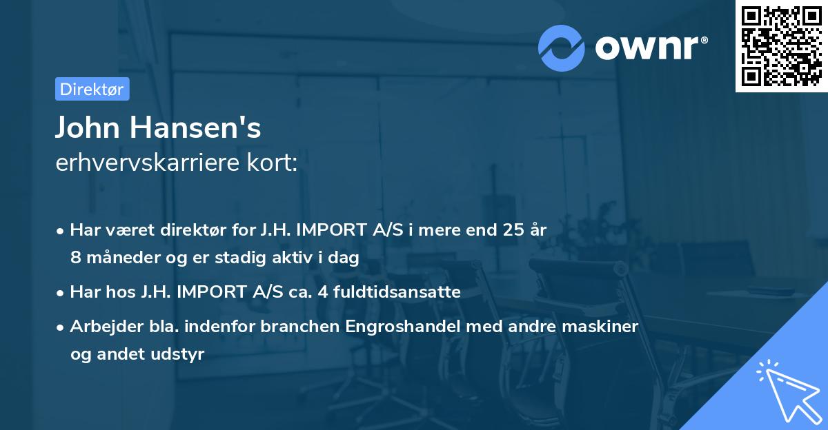 John Hansen's erhvervskarriere kort