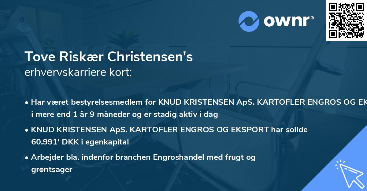 Tove Riskær Christensen's erhvervskarriere kort