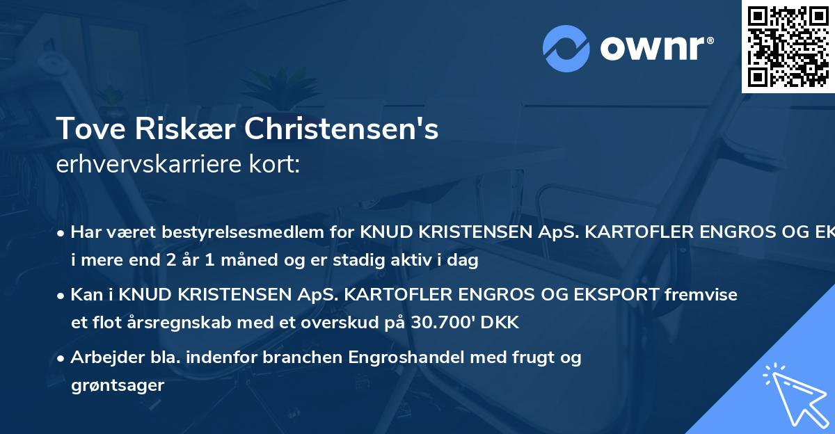 Tove Riskær Christensen's erhvervskarriere kort