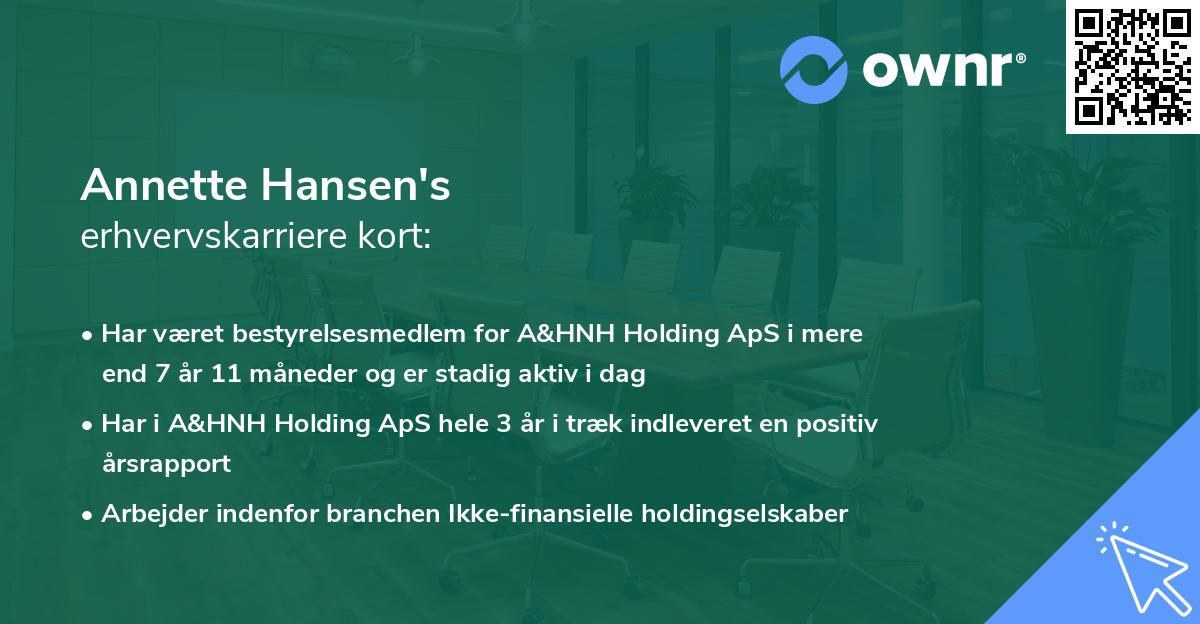 Annette Hansen's erhvervskarriere kort
