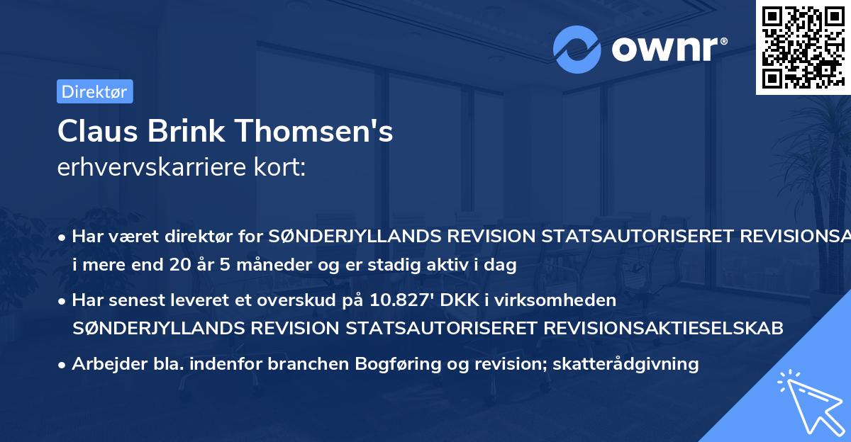 Claus Brink Thomsen's erhvervskarriere kort