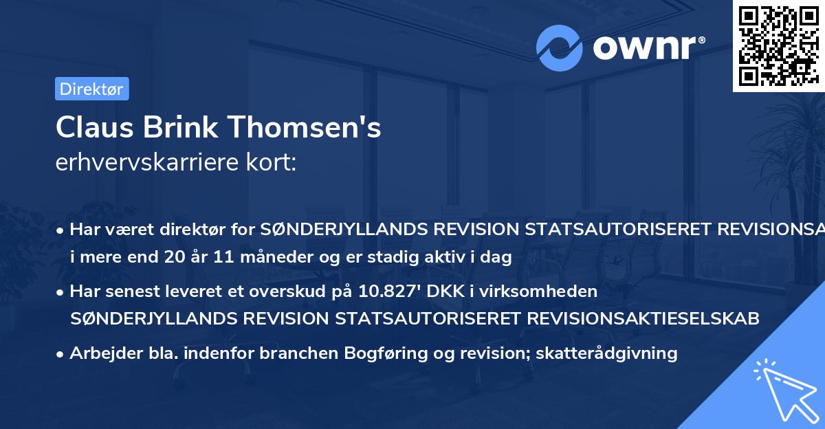 Claus Brink Thomsen's erhvervskarriere kort