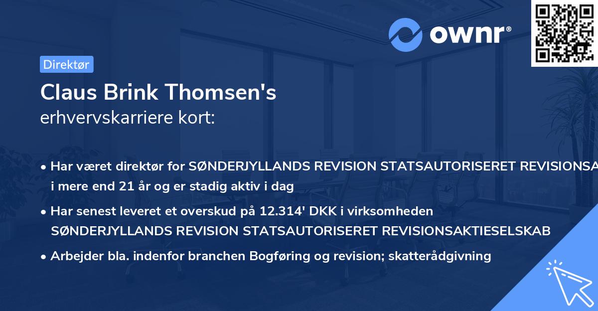 Claus Brink Thomsen's erhvervskarriere kort