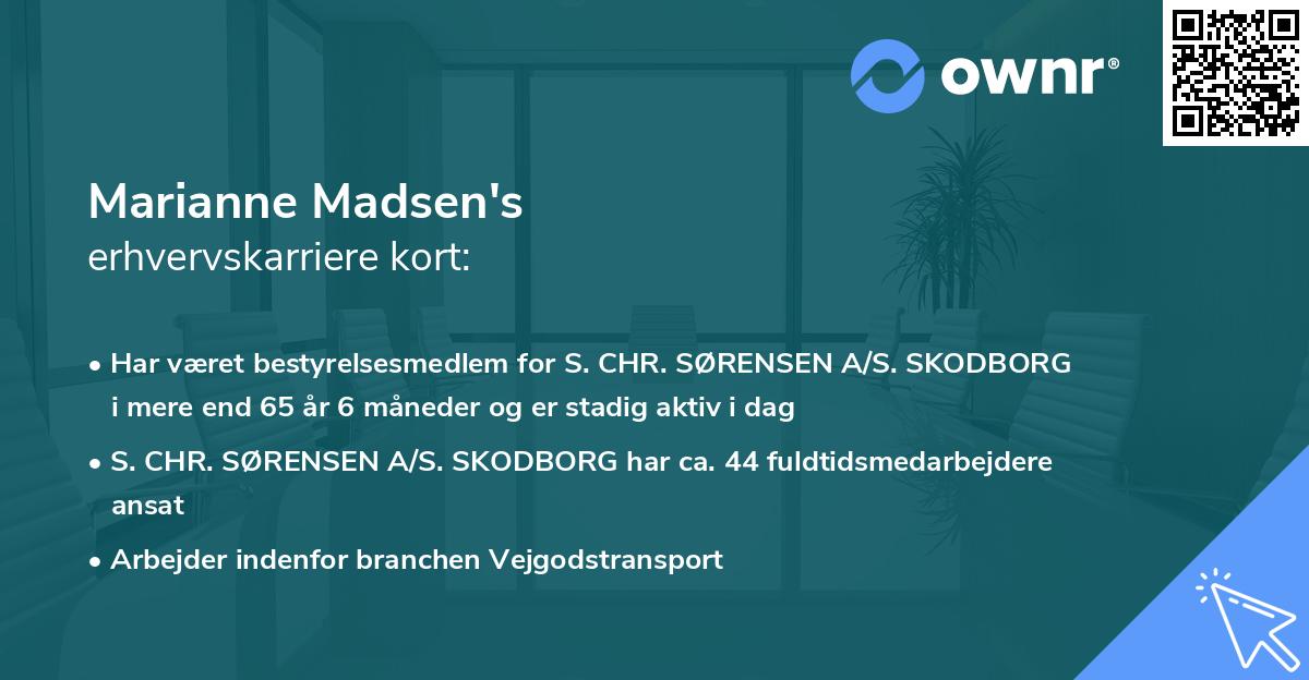 Marianne Madsen's erhvervskarriere kort