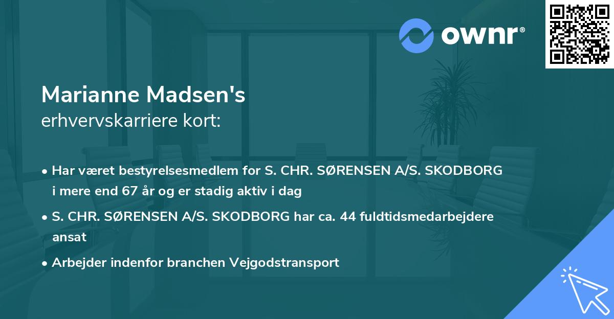 Marianne Madsen's erhvervskarriere kort