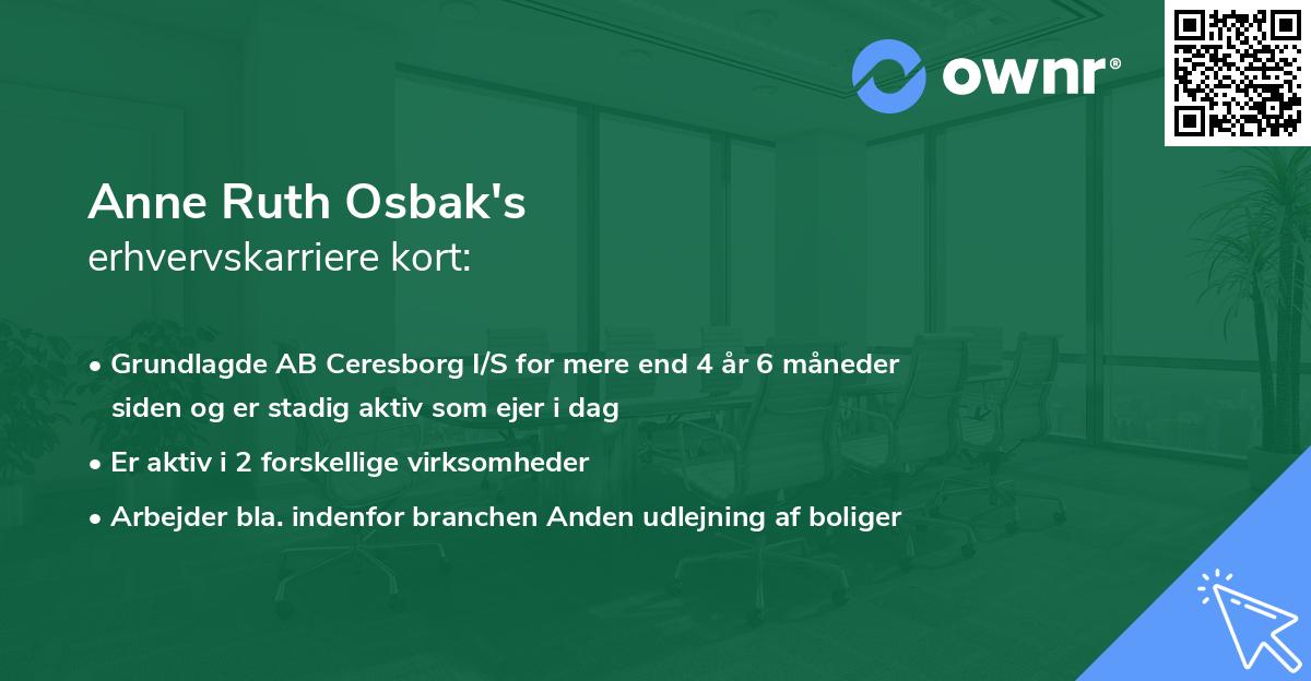 Anne Ruth Osbak's erhvervskarriere kort