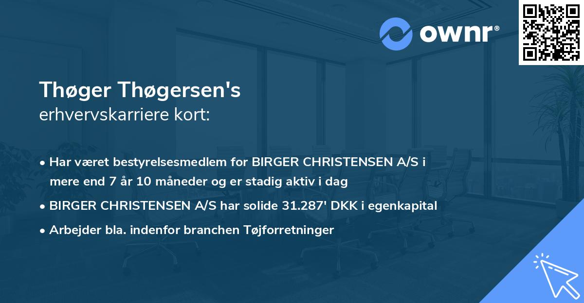 Thøger Thøgersen's erhvervskarriere kort