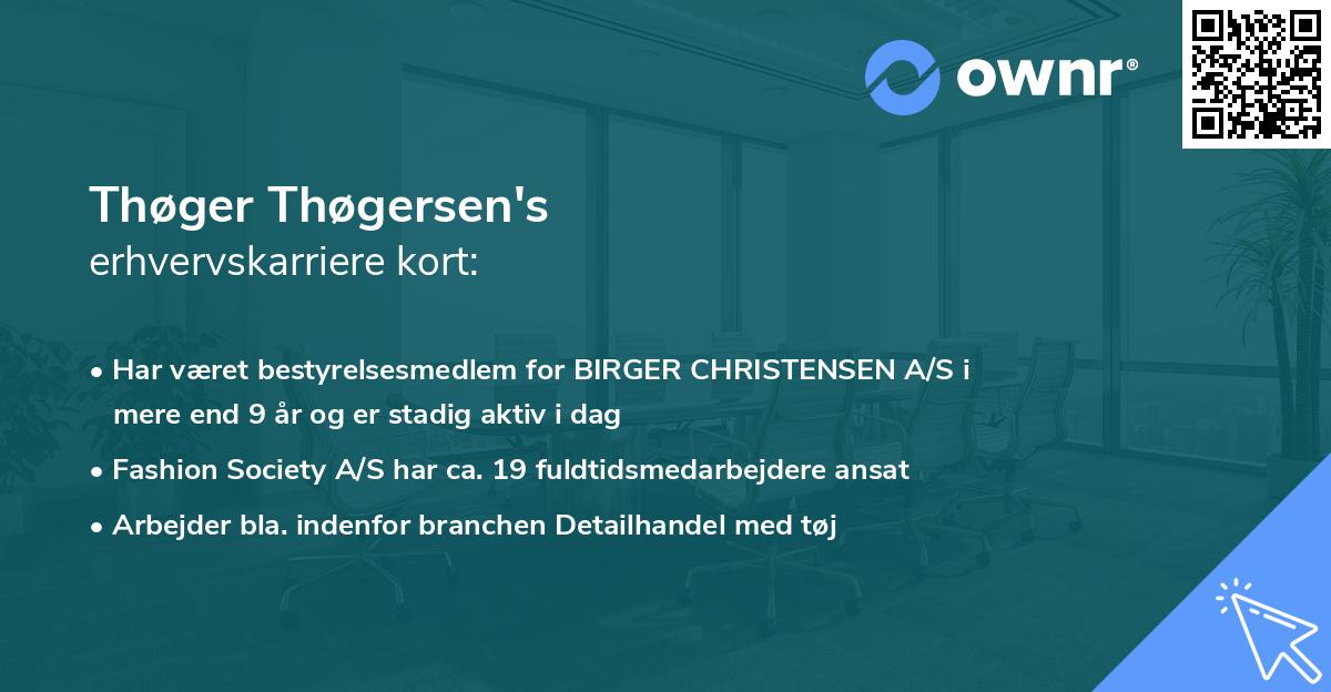 Thøger Thøgersen's erhvervskarriere kort