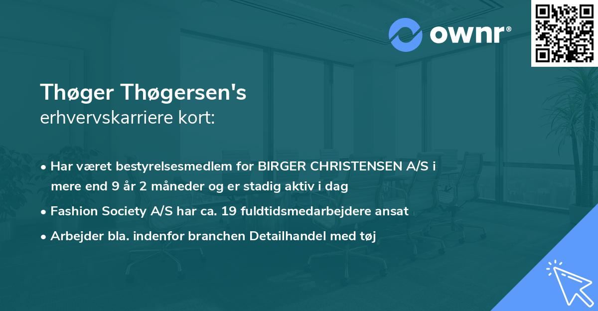 Thøger Thøgersen's erhvervskarriere kort