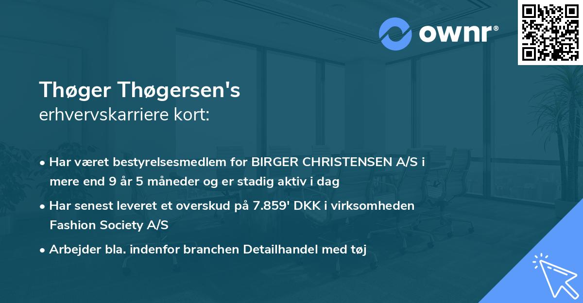 Thøger Thøgersen's erhvervskarriere kort