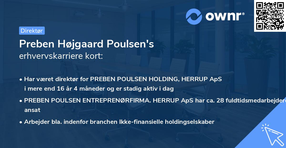 Preben Højgaard Poulsen's erhvervskarriere kort