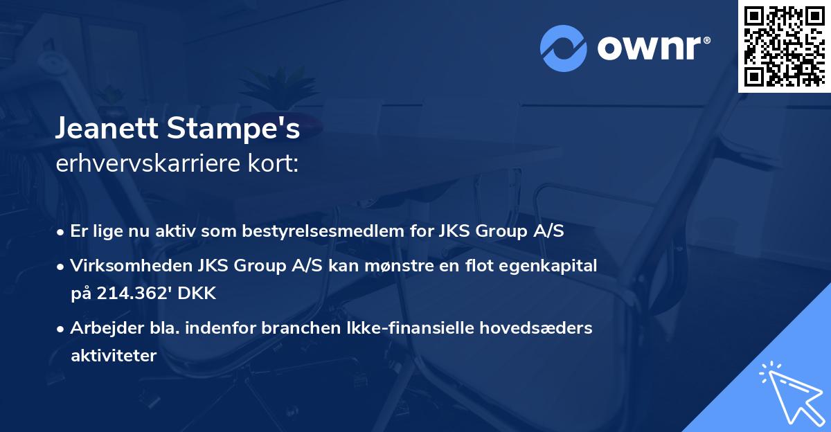 Jeanett Stampe's erhvervskarriere kort
