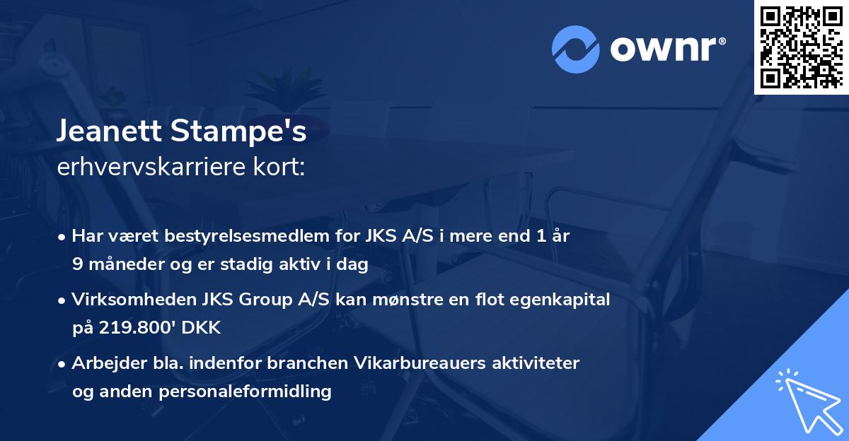 Jeanett Stampe's erhvervskarriere kort