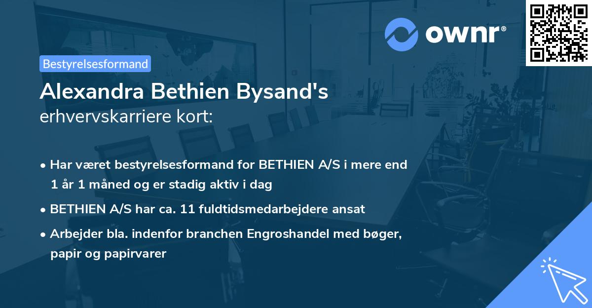 Alexandra Bethien Bysand's erhvervskarriere kort