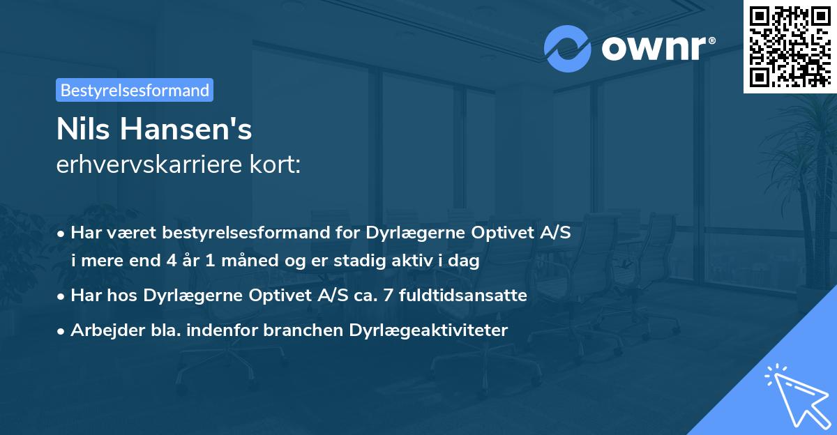Nils Hansen's erhvervskarriere kort
