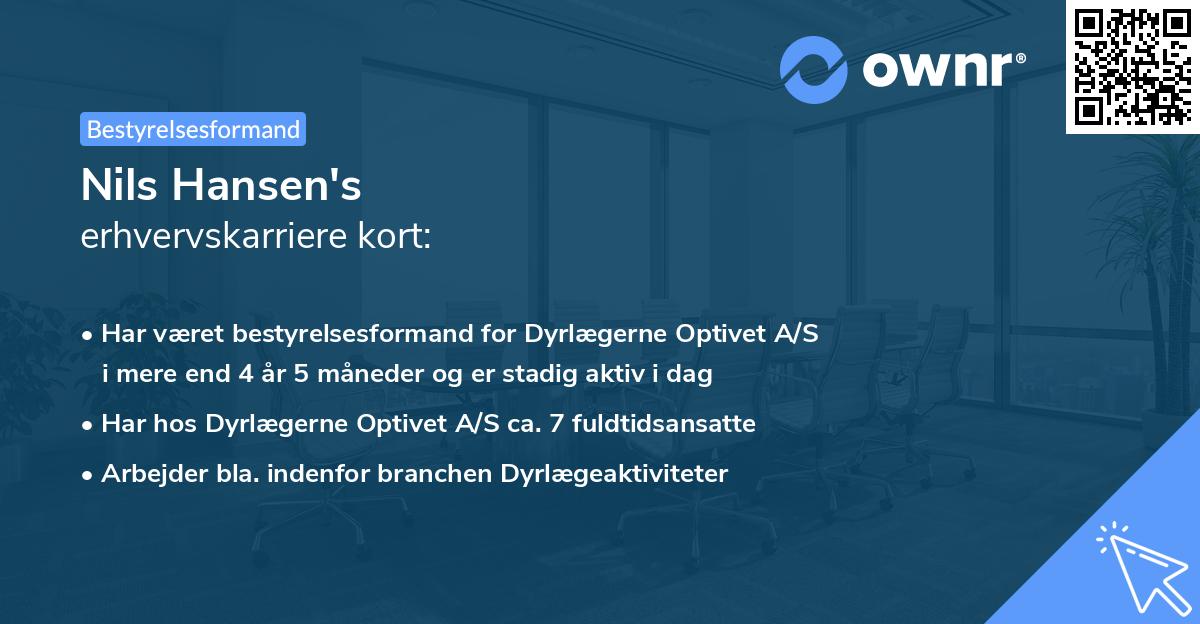 Nils Hansen's erhvervskarriere kort