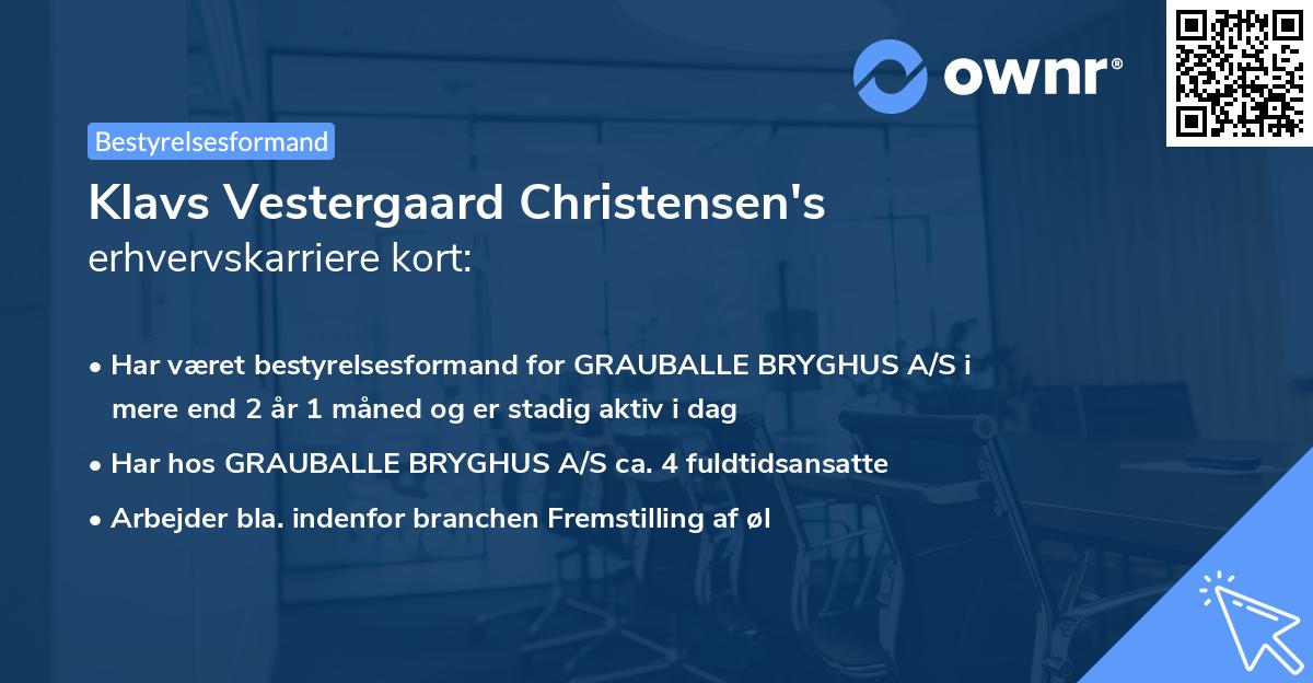 Klavs Vestergaard Christensen's erhvervskarriere kort
