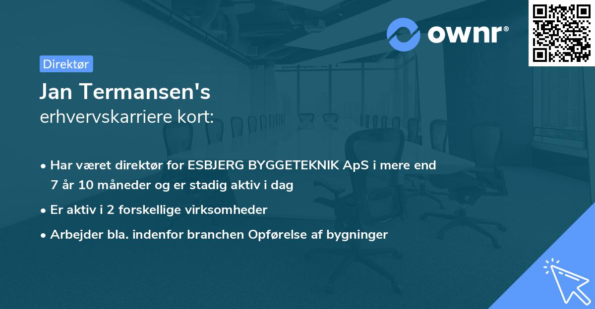 Jan Termansen's erhvervskarriere kort