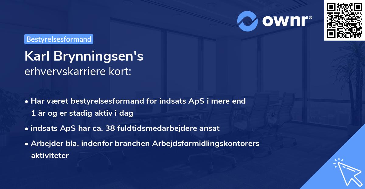 Karl Brynningsen's erhvervskarriere kort