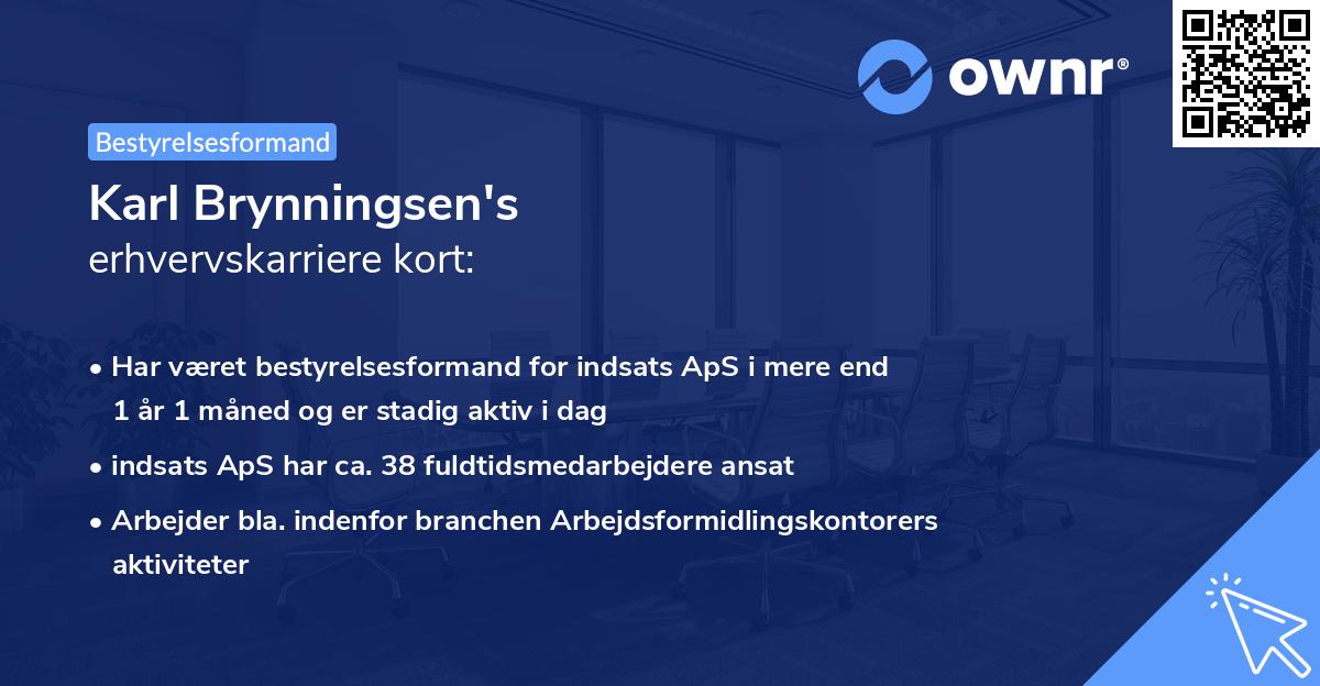 Karl Brynningsen's erhvervskarriere kort