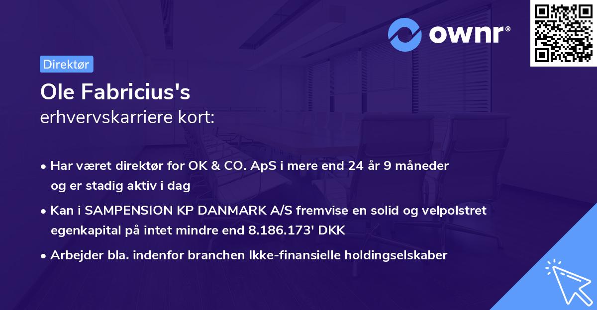 Ole Fabricius's erhvervskarriere kort