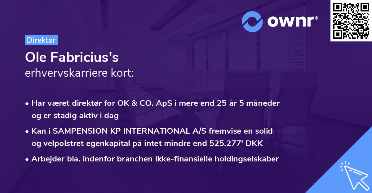 Ole Fabricius's erhvervskarriere kort