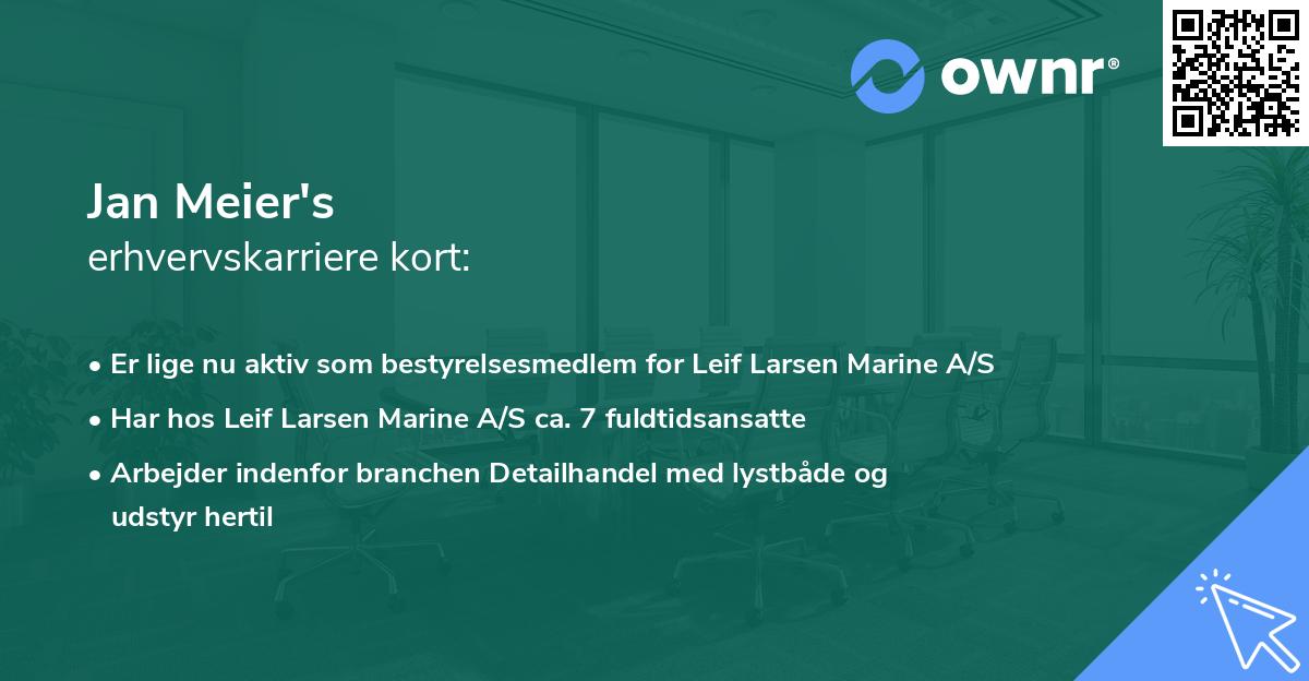 Jan Meier's erhvervskarriere kort