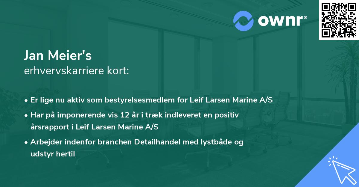 Jan Meier's erhvervskarriere kort