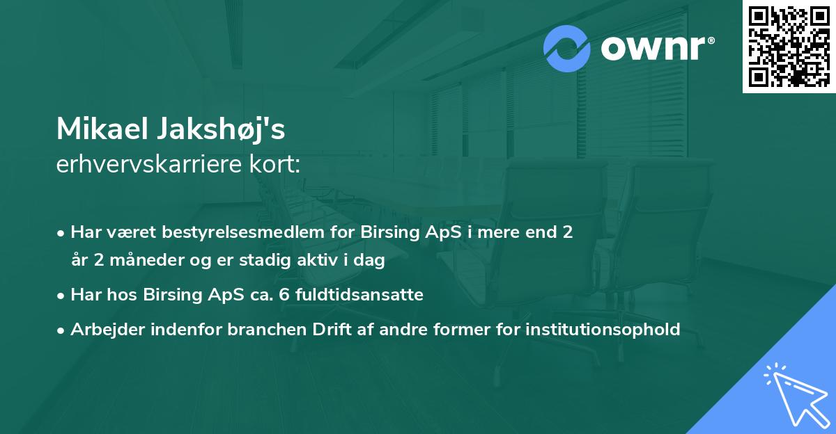 Mikael Jakshøj's erhvervskarriere kort
