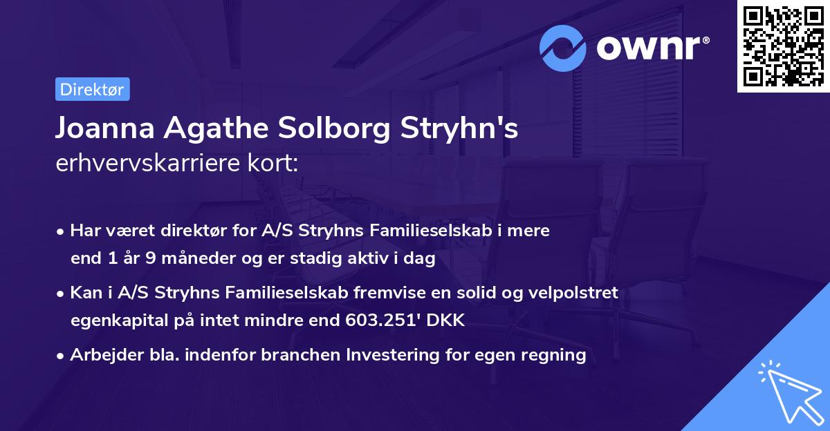 Joanna Agathe Solborg Stryhn's erhvervskarriere kort