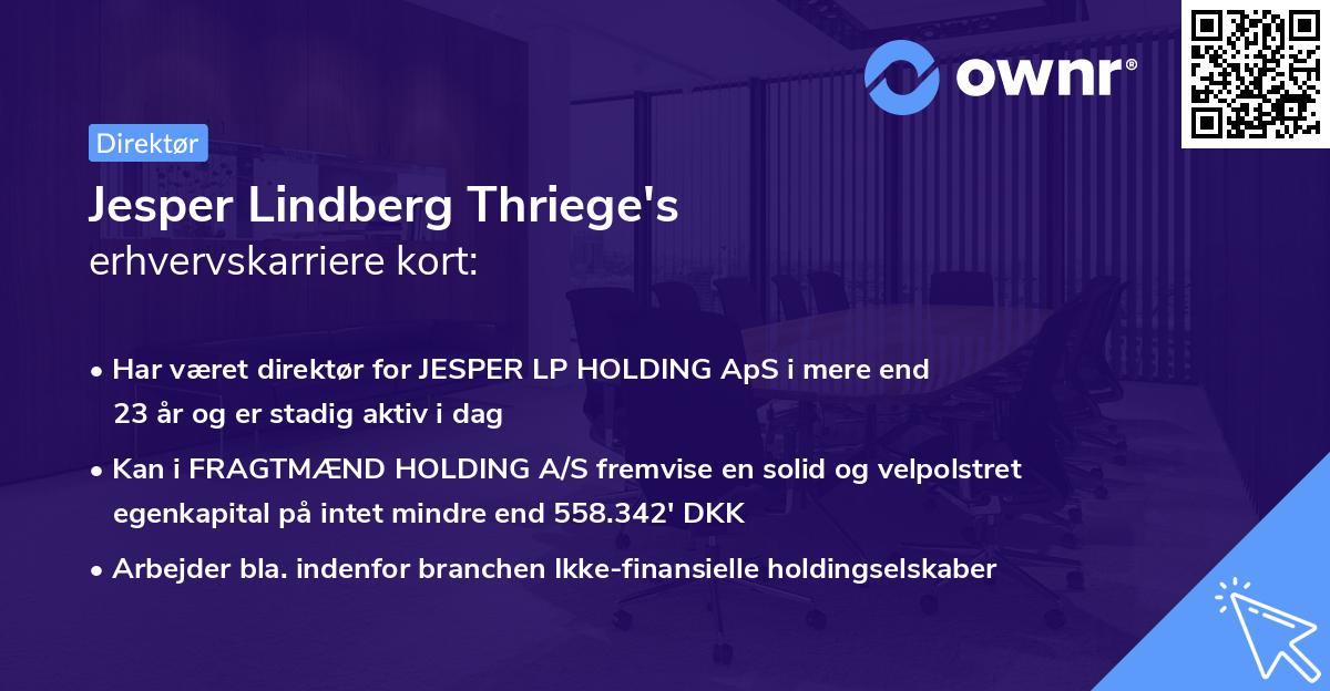 Jesper Lindberg Thriege's erhvervskarriere kort