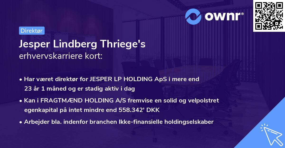 Jesper Lindberg Thriege's erhvervskarriere kort