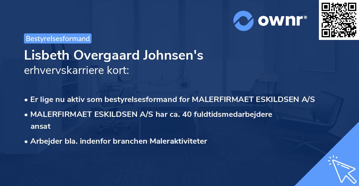 Lisbeth Overgaard Johnsen's erhvervskarriere kort