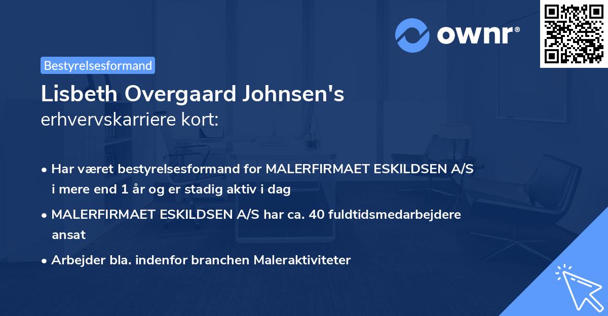 Lisbeth Overgaard Johnsen's erhvervskarriere kort