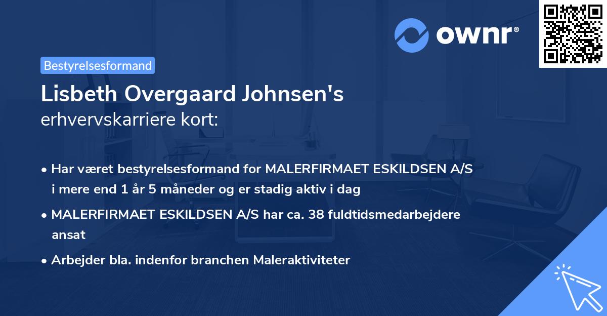 Lisbeth Overgaard Johnsen's erhvervskarriere kort