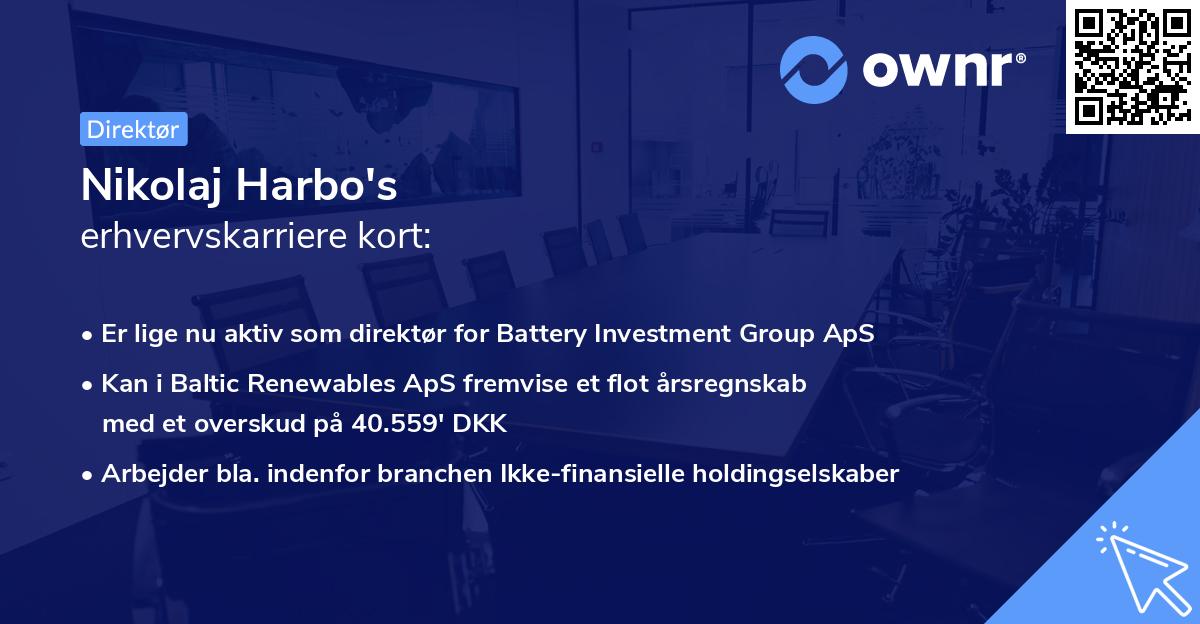 Nikolaj Harbo's erhvervskarriere kort
