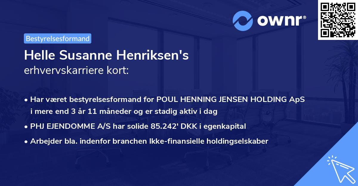 Helle Susanne Henriksen's erhvervskarriere kort