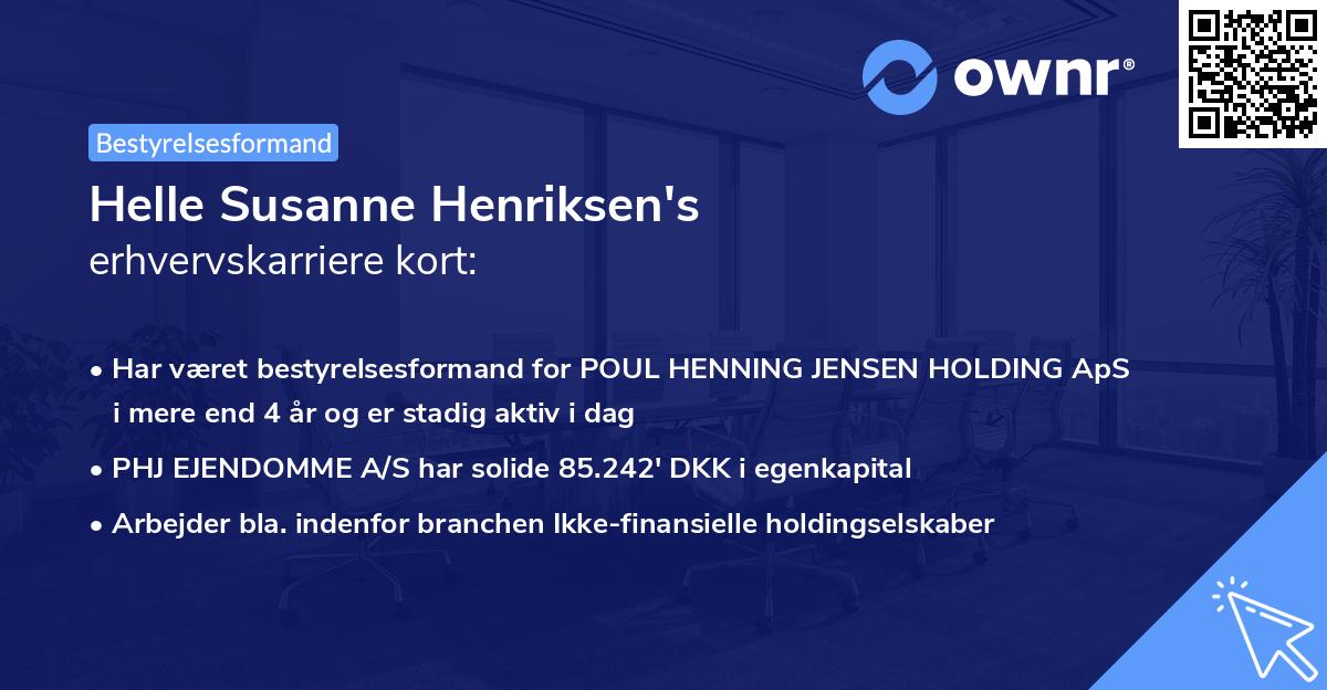 Helle Susanne Henriksen's erhvervskarriere kort