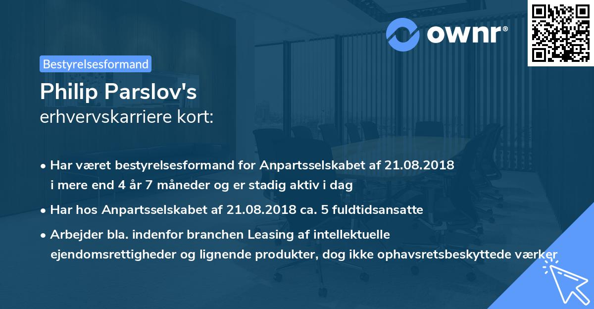 Philip Parslov's erhvervskarriere kort