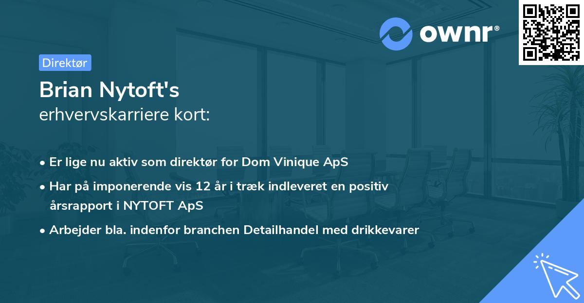 Brian Nytoft's erhvervskarriere kort