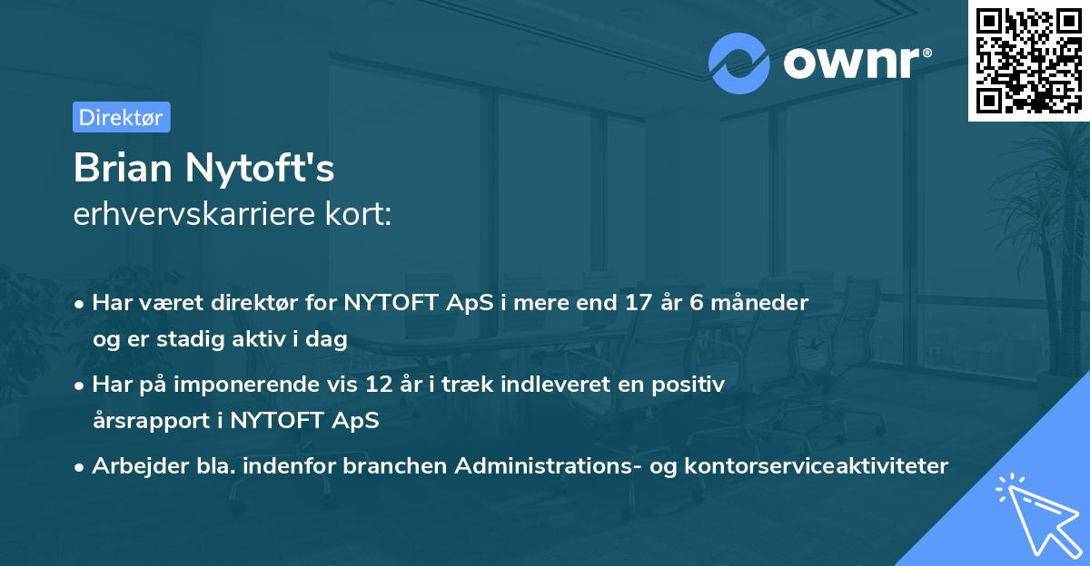 Brian Nytoft's erhvervskarriere kort