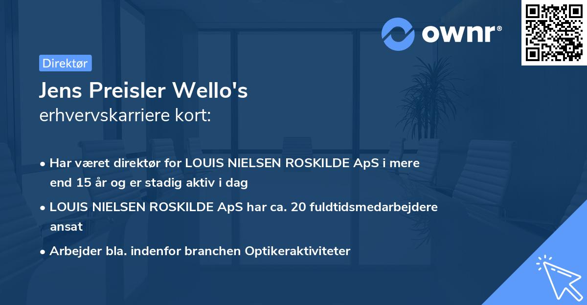 Jens Preisler Wello's erhvervskarriere kort