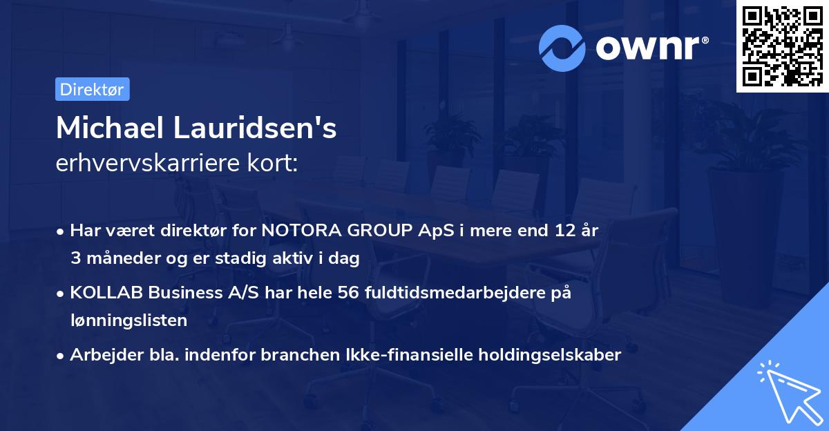 Michael Lauridsen's erhvervskarriere kort