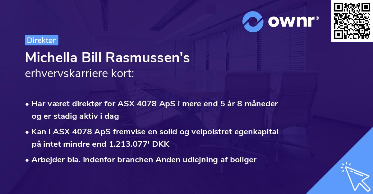 Michella Bill Rasmussen's erhvervskarriere kort