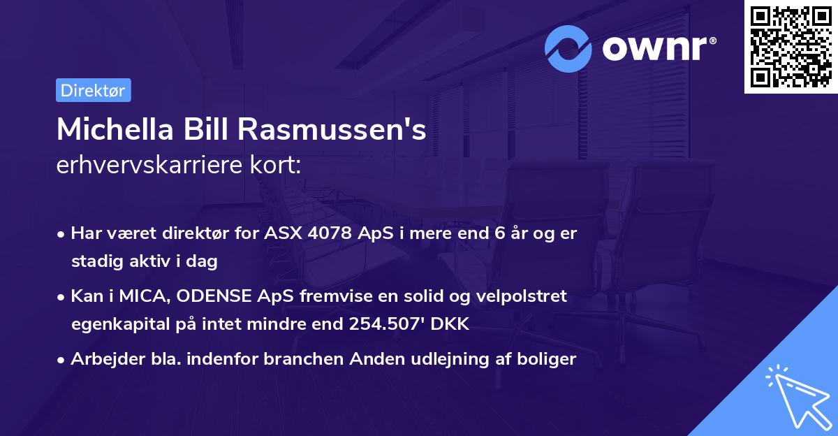 Michella Bill Rasmussen's erhvervskarriere kort