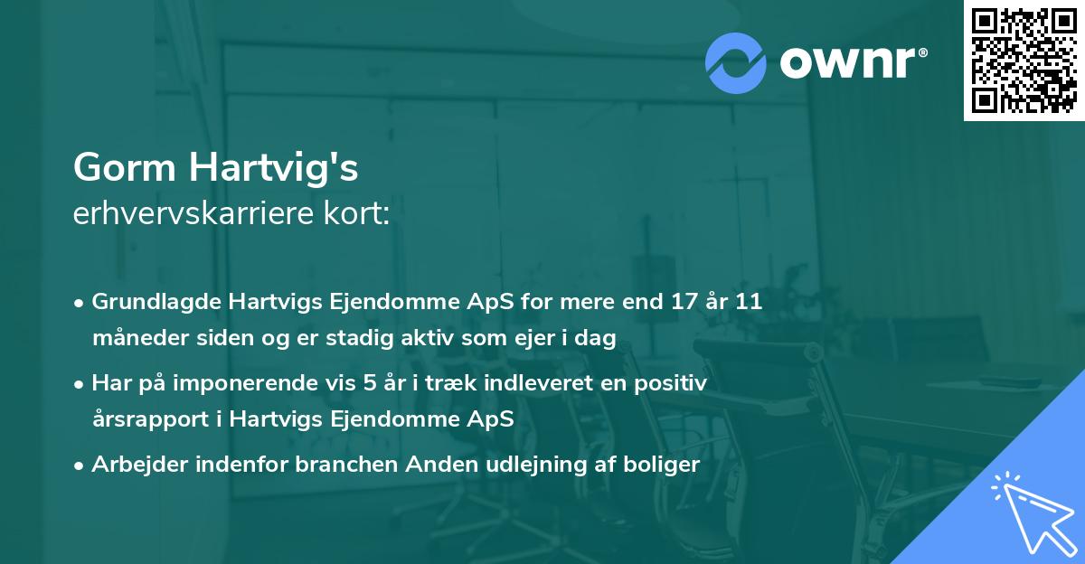 Gorm Hartvig's erhvervskarriere kort