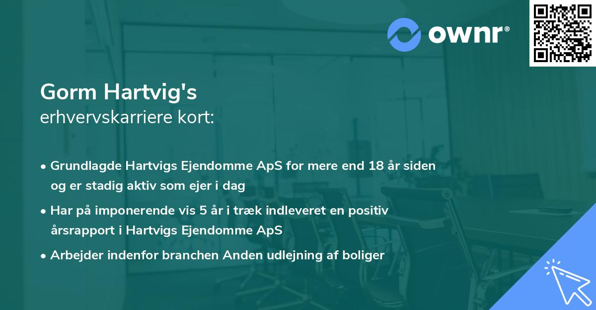 Gorm Hartvig's erhvervskarriere kort