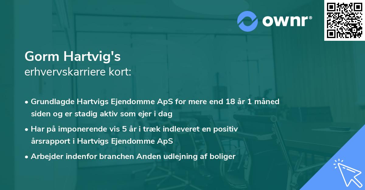 Gorm Hartvig's erhvervskarriere kort