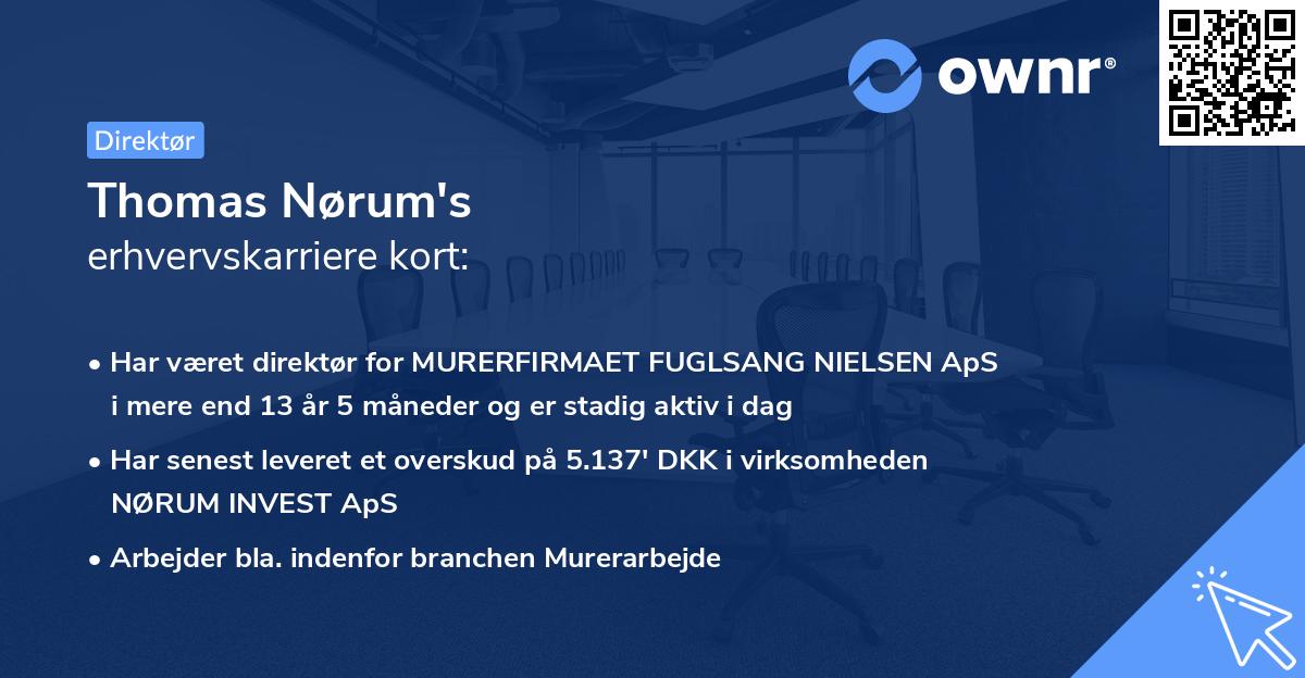 Thomas Nørum's erhvervskarriere kort