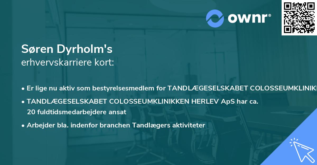 Søren Dyrholm's erhvervskarriere kort